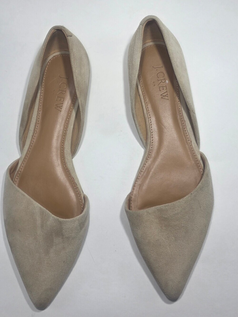 J.Crew Women's D'Orsay Pointed Toe Flats Beige Suede Size 6.5